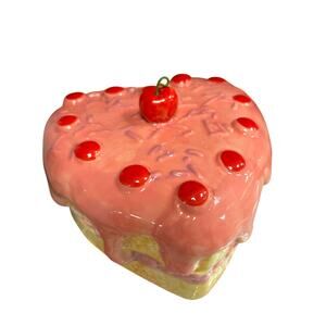 Pink Heart Cherry Cake Decor Valentine’s Day Table Accent